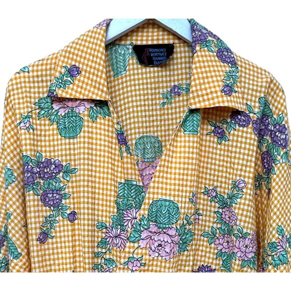 Rare Vintage Bouncing Bertha's Banana Blanket Top Medium Yellow 70s Cottagecore - Picture 2 of 14